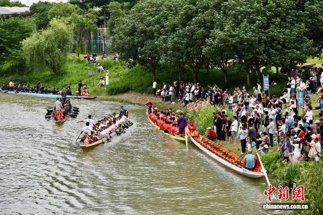 6月13日，福建福州，赛龙舟吸引许多市民围观。中新社记者 王东明 摄
