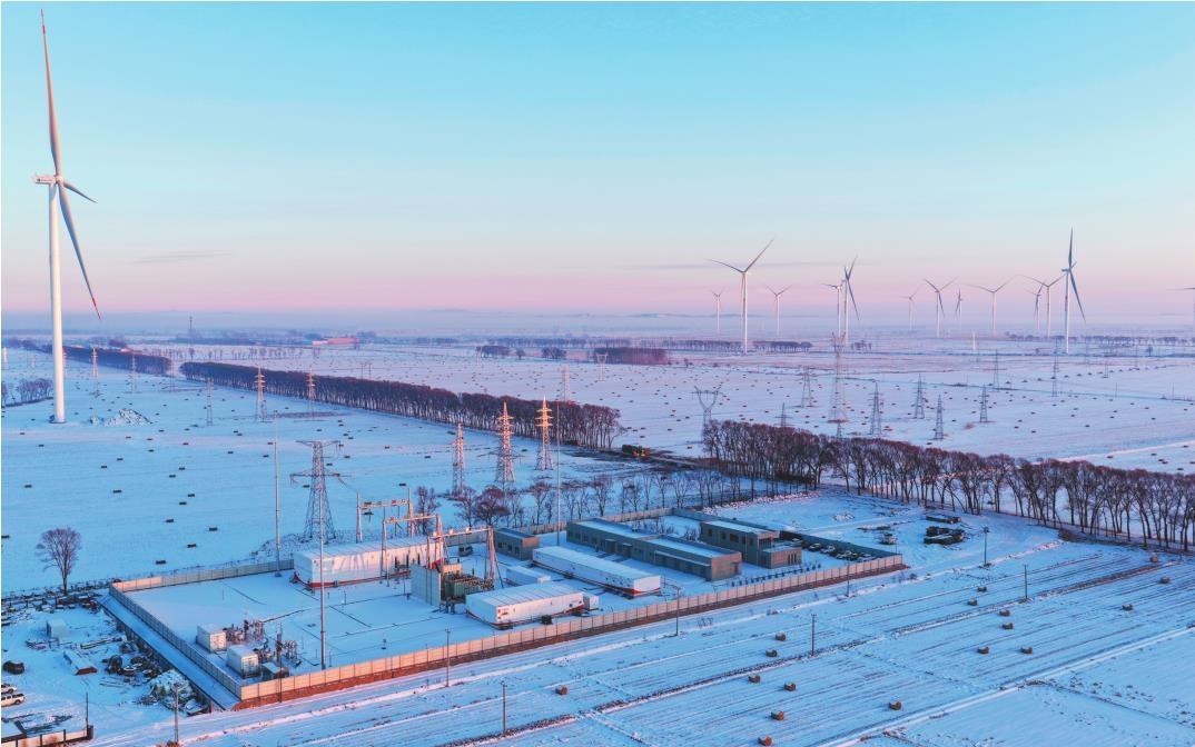 空中俯瞰大唐辽宁开原庆云堡200兆瓦风电项目。 大唐辽宁分公司供图