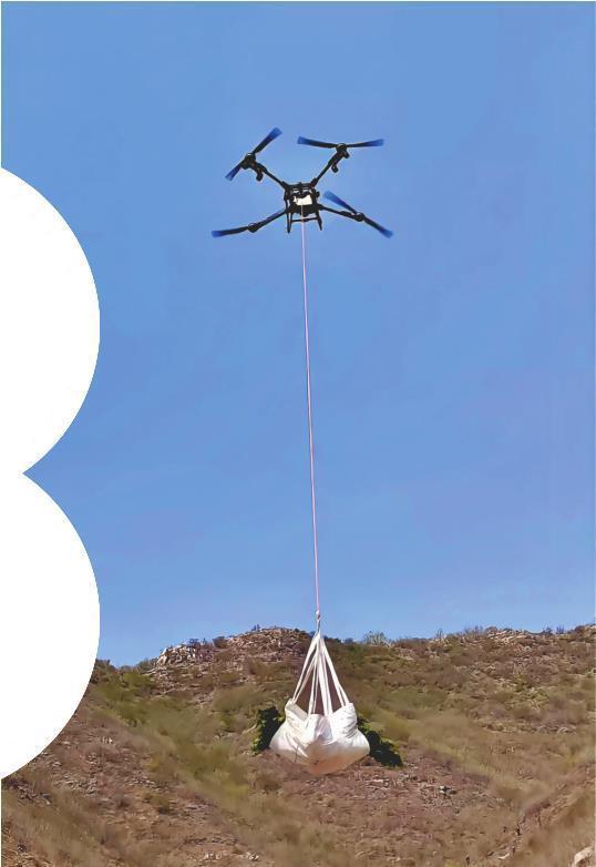 ⑦葫芦岛市建昌县大屯镇工作人员利用无人机转运苗木，确保植树造林顺利开展。 本报记者 姜帆 摄