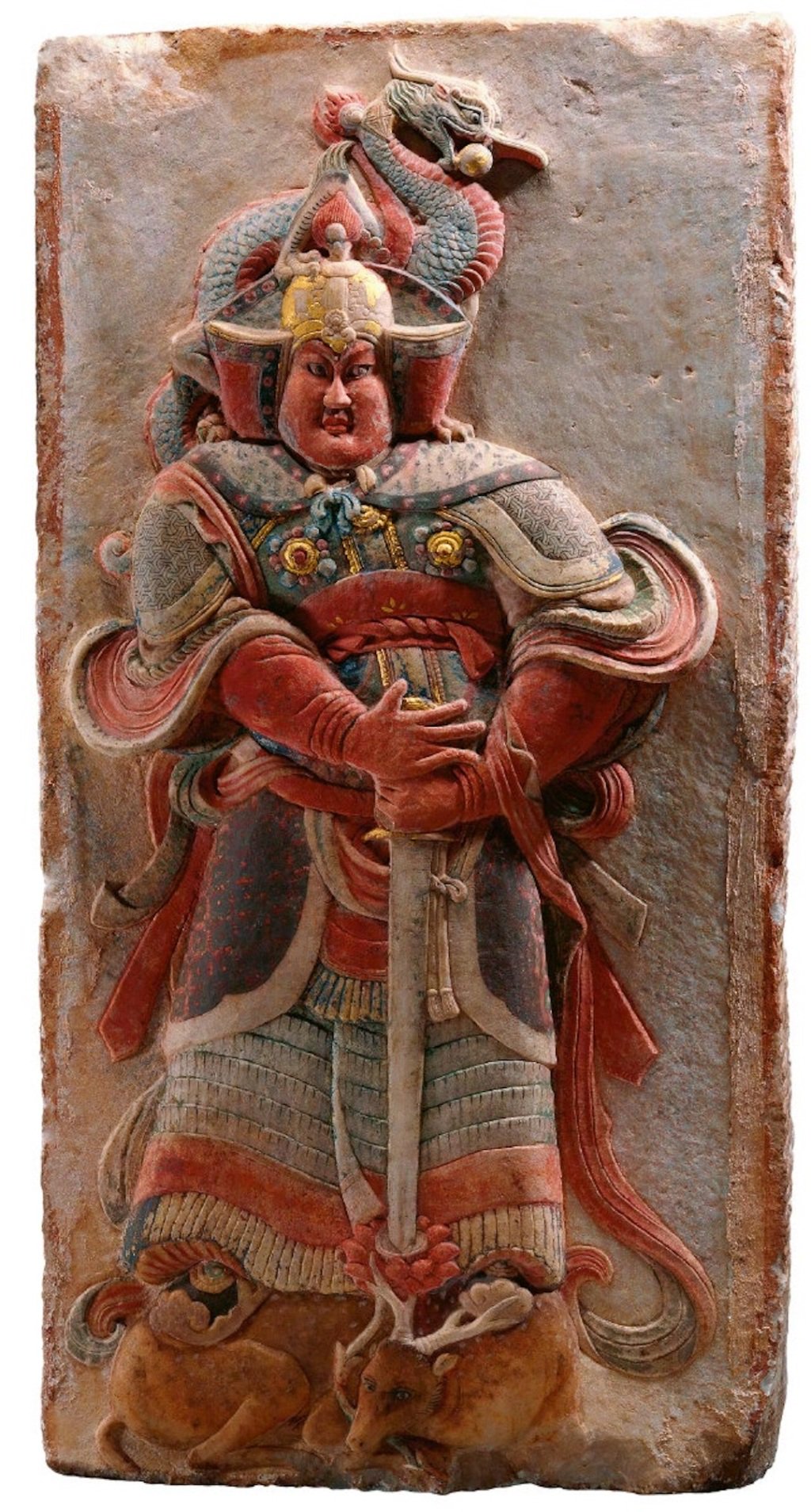  彩绘石雕武士俑，五代，中国国家博物馆藏