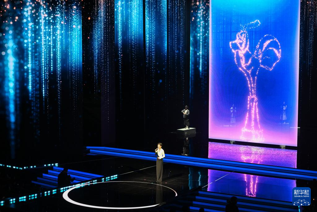 11月11日晚拍摄的2025年中国金鸡百花电影节开幕式现场。新华社记者 周义 摄