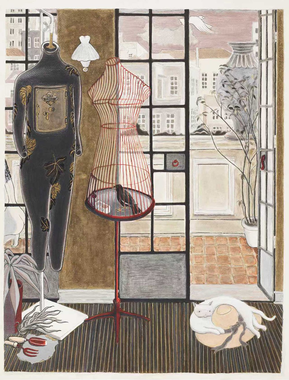 (金宇澄《阳台》，2019纸本丙烯，64.5x49厘米