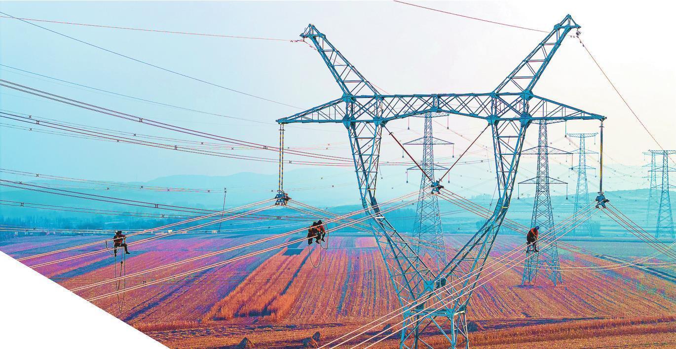 巴林-奈曼（金沙）-阜新500千伏输变电工程施工现场。 吴大伟 摄