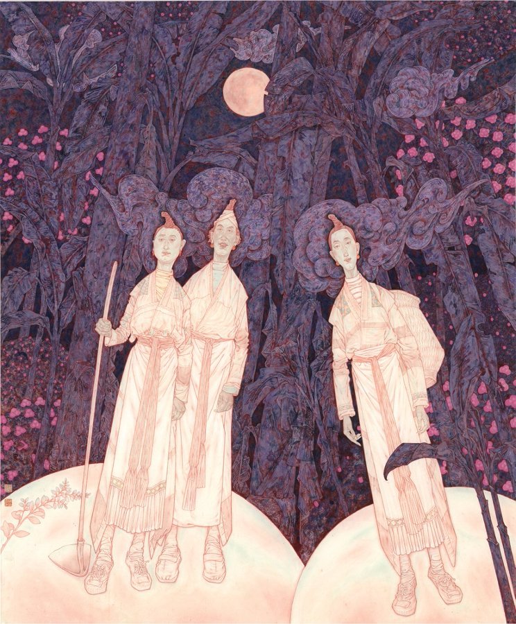 陈孟昕作品《带月荷锄归》