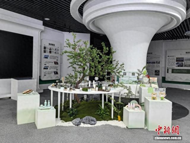 生态产品价值实现机制(丽水)实践展示馆设立“俪人丽质”化妆品品牌专区。 詹新敏 摄