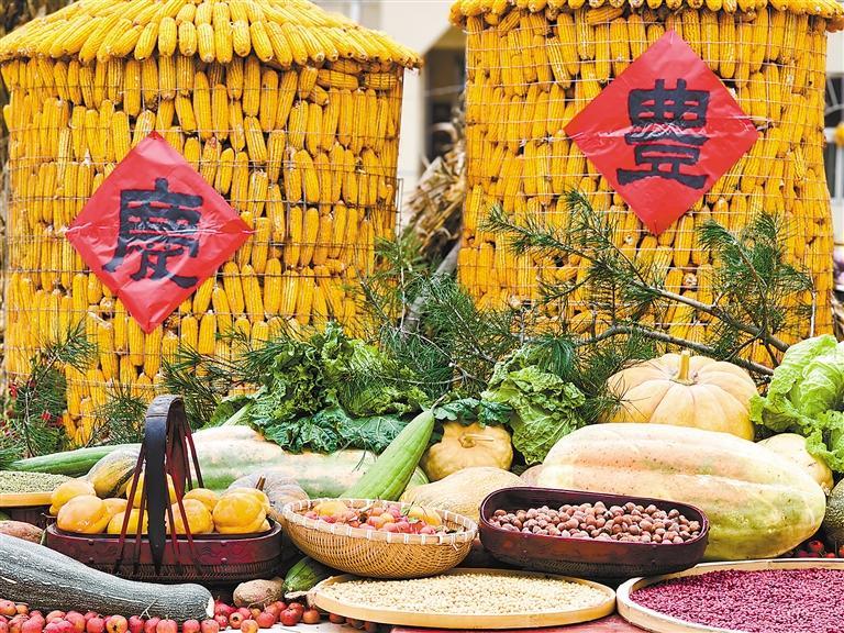 ▲文化节现场的农产品展示。本报通讯员 王玲云 摄