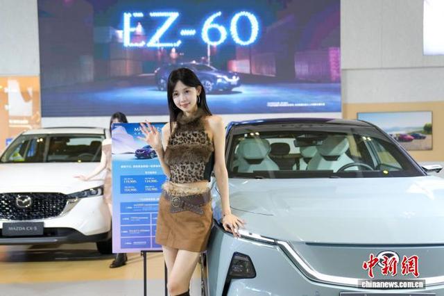 图为展位上的车模。中新社记者 刘冉阳 摄