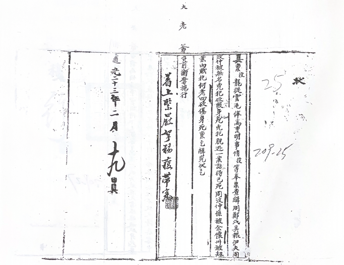 图二 役龙从云、毛俸为禀得周汶仲被何老四砍伤身死事禀状