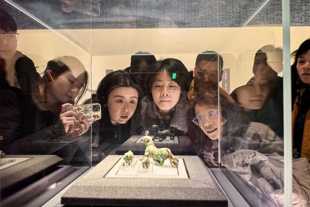 游客在南昌汉代海昏侯国遗址博物馆参观青铜虎（2026年1月1日摄）。新华社发（胡淑琴 摄）