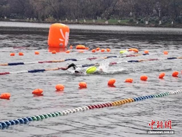1月1日，西湖冬泳活动现场。受访者供图