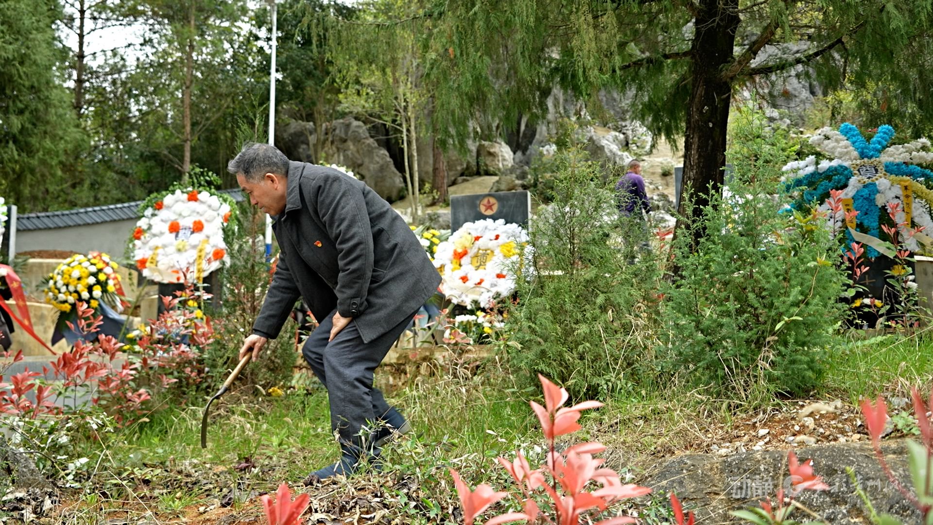 村民清除周围杂草(平塘融媒供图)