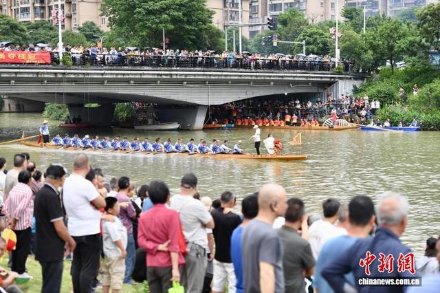 6月13日，福建福州，赛龙舟吸引许多市民围观。中新社记者 王东明 摄