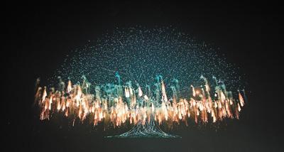 图为“生命之树”烟花表演。